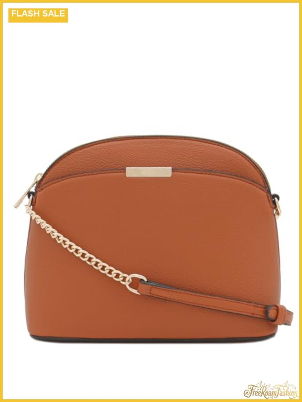 Faux Leather Small Dome Crossbody Bag with Chain Strap